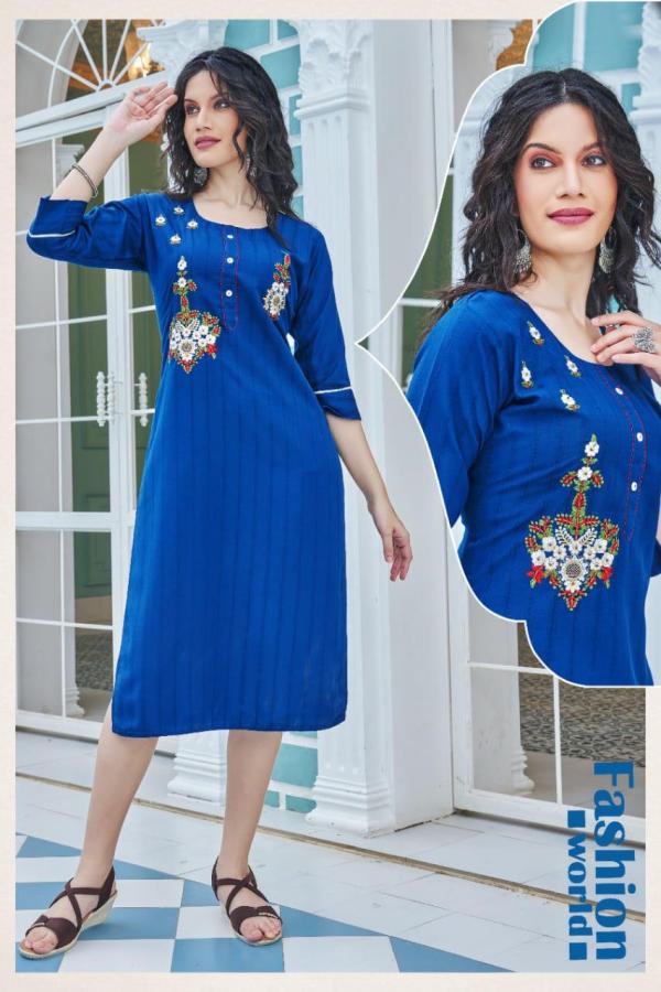 Ft Rashmika 01 Embroidery Rayon Designer Kurti Collection